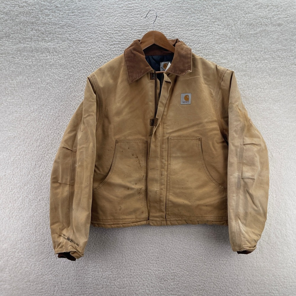 VTG Carhartt JQ186 Jacket Mens 46 Brown Arctic Traditional Quilt Lined USA Made